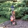 B&M Garden Gnome With Solar Lamp Post - Purple
