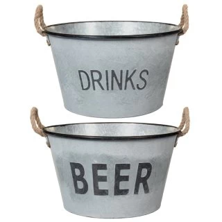 B&M Large Galvanised 'Beer' Bucket Planter - Image 2