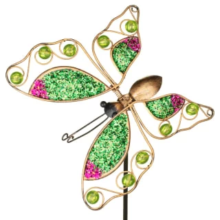B&M Glitter Stake - Green Butterfly - Image 2