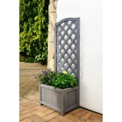 B&M Lattice Wooden Planter Grey - 118cm