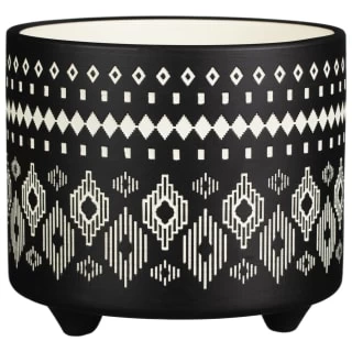 B&M Urban Eden Embossed Footed Planters 3pk - Black - Image 2