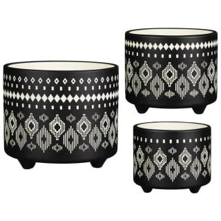 B&M Urban Eden Embossed Footed Planters 3pk - Black