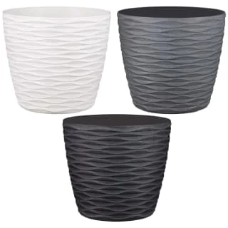 B&M Wave Effect Plastic Plant Pot - White - Image 2