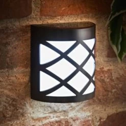 Solar Powered Kensington Wall Lights - Black 4pk