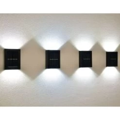 Solar Powered Up/Down Wall Light - White LED 4pk