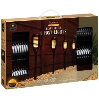 Morocco Solar Powered Flame Effect Post Lights 4pk - Image 4
