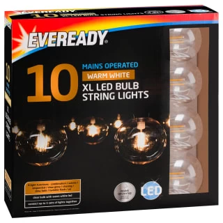 Eveready Mains Powered XL LED Bulb String Lights 10pk - Warm White - Image 4