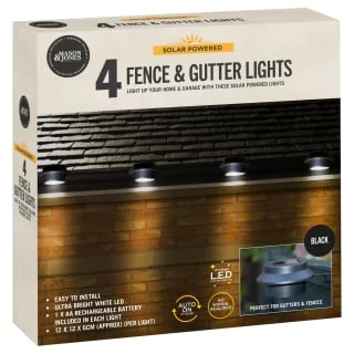 Solar Powered Fence & Gutter Lights - Black 4pk - Image 3