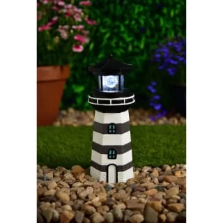 B&M Lighthouse Ornament With Rotating Solar Light - Grey - Image 2