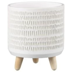 B&M Plant Pot On Tripod Stand - White