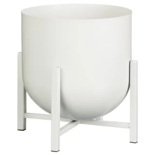 B&M White Metal Planter On Stand