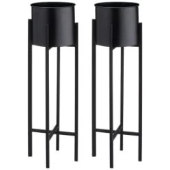 B&M Tall Round Planter 2pk - Black